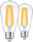 Century Light E27 LED Glühbirne,7Watt Edison Filament Birne Ersatz für 70W Glühlampe,2700K Warmweiss,1100 Lumens,ST58 Kein Flackern Filament Lampe,Nicht-Dimmbar, AC 220-240V (2er Pack)