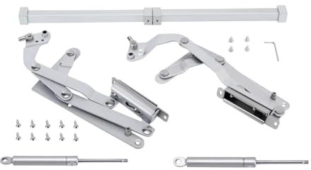 Fenteer Bisagras para puertas de gabinete Mesa plegable y elevable Soporte vertical versátil para elevación, Plata Sin Búfer