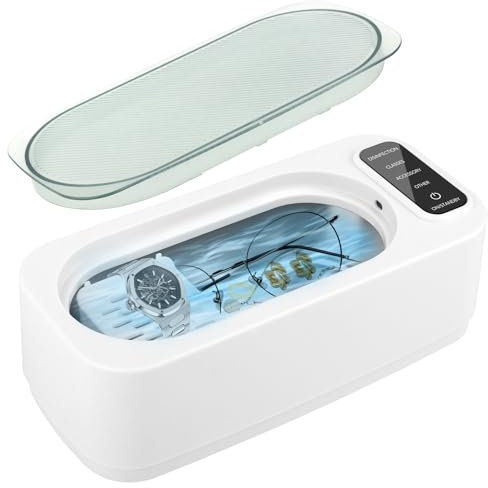 Ultraschallreinigungsgerät, 47KHz 350ml Ultraschallreinigungsgerät Brille, Schmuckreiniger Ultraschall mit 4 Modi, Ultraschallbad für Brille Schmuck Uhren Zahnersatz