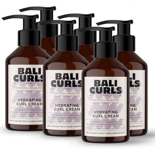 BALI CURLS Hydrating Curl Cream – Feuchtigkeitsspendende Lockencreme 6 x 150ml - Sheabutter, Kokosöl & Ylang-Ylang – Locken Creme für geschmeidige & definierte Curls