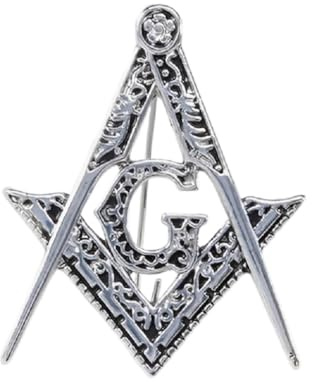 Retro Freimaurerei Brosche für Damen, Klassische Freimaurer-Kompass Brosche Anstecknadel für Frauen Hut Tasche Anzug Kleid Zubehör Schmuck (Silber)