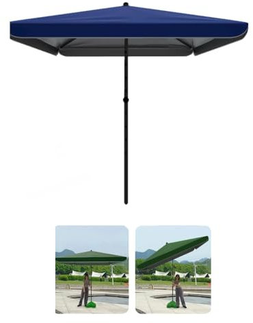 ZIUSFAC Parasol De Terrasse Extérieur Parasol De Jardin Hauteur Réglable Parasol Inclinable 180×220cm Parasol Droit Rectangulaire Parasol De Marché Parapluie Protection Solaire(Blue,2.5x2.5m/8'x8')