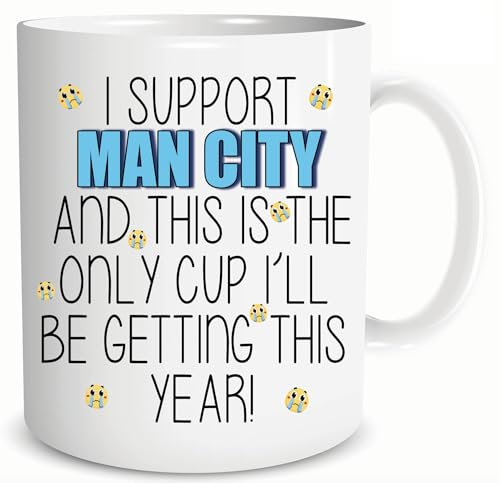 Peachy Antics Funny Football Mug – Hilarious Man City Manchester United Gift for Dad, Son, Brother, Uncle, Friend Colleague – Footy Joke Mug – 10oz Ceramic Coffee Tea Cup – Birthday & Xmas Gift