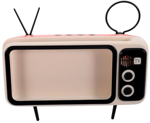 BEBEMOKO Retro Tv Stand for Smartphone Creative Desktop Cell Phone Holder Wireless Speaker Function for Home Office Filming Use