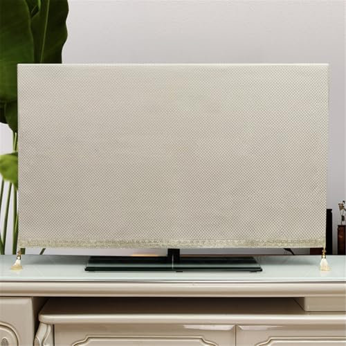 SQOYEI Tejido de Lino Cubierta de Televisión Apertura Trasera 58-86 Pulgadas Funda TV Exterior con Borlas, a Prueba de Polvo 4 Estaciones Cubierta de TV Salón(85in/193 * 114cm,J)