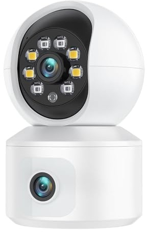 KVBRUI Caméra IP WiFi 6MP, Double Objectif, Double écran, babyphone, caméra de sécurité Domestique PTZ, Suivi Automatique, vidéosurveillance(AU Plug,4MP NO Card)