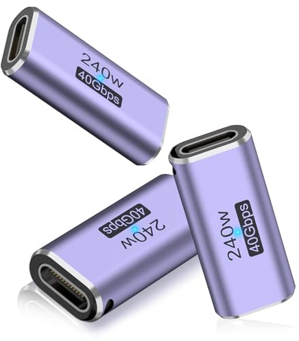 USB C Female to Female Adapter 3Pack,Type C 3.1 Coupler 100W PD 10Gbps Double USBC to usb C Connector Extender with 4K/8K Video for Thunderbolt 4 3,iPad,MacBook,usb-C Devices (3)