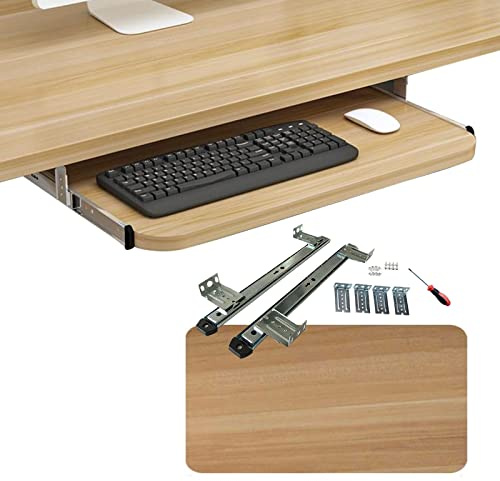 GAOAZHEN Adjustable Keyboard Tray Under Desk Wooden Computer Keyboard & Mouse Stand Supports 25kg Ideal for Office/Home/School Ergonomic Desktop Extender