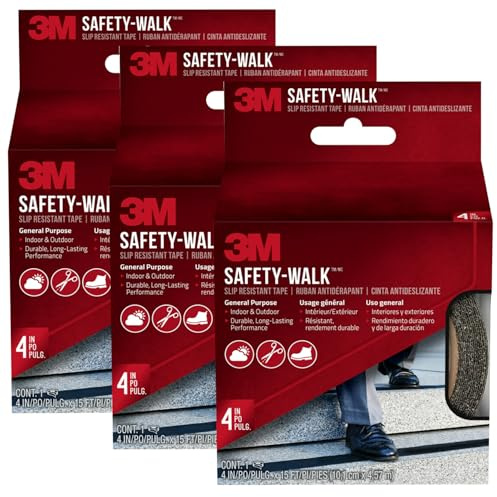 3M Safety-Walk Lot de 3 rubans adhésifs antidérapants (rouleau, 10,2 cm x 4,6 m)