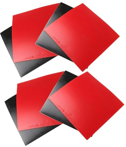 Moliuoly 4 Paar Tischtennis Belag, 2.2 cm Stark, für Schnellangriff, Rot/Schwarz, aus hochwertigem Gummi, mit hoher Spin- und Kontrollfähigkeit