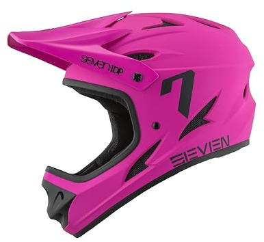 7 iDP M1 MTB Mountain Bike Full Face Lightweight Vented Bicycle Helmet (Flo Pink, M)