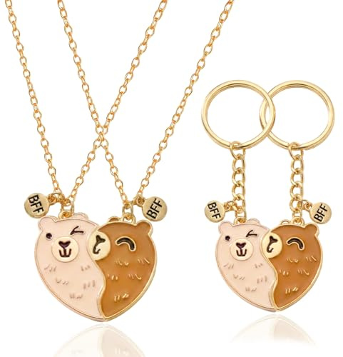 Ludihive 2 Cadenas de la Amistad Capybara, Collar Corazón Magnético, Collar de Corazón, Mejores Amigas, Hermanas Colgante Collar Amistad Joyería Regalo, para Amantes, Amigos