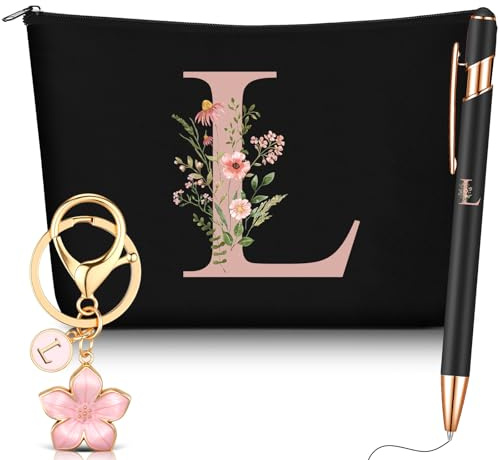 Hestya 3er Set Geschenk für Damen, Buchstabe L, Schwarz, Metall