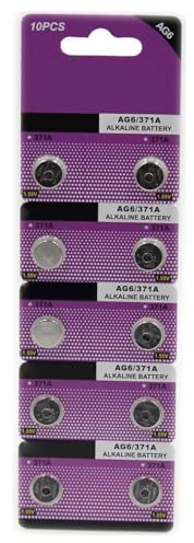 Lot de 10 piles bouton alcalines AG6 SR920SW AG6/920/371 1,5 V pour petits appareils électroniques