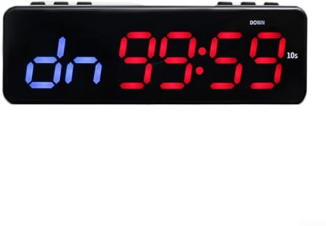 Minuteur de gym LED rechargeable avec application BT - Batterie 30H - Dos magnétique pour entraînement HIIT Tabata (bleu rouge)