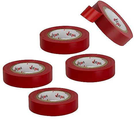 DEMA Isolierband Klebeband Tape Elektriker Elektro Band 5er Set Rot 15 mm x 10 m