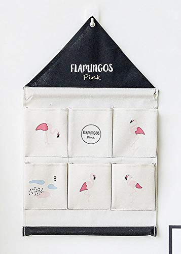 Flamingo Muster Aufbewahrungstasche Ordnungssystem Organizer zum Aufhängen Taschen Kinderzimmer Wohnzimmer (Weiß)