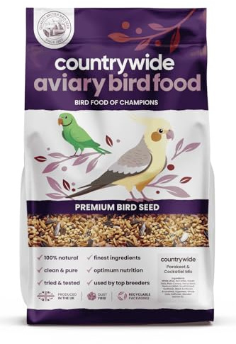 Countrywide Premium Parakeet and Cockatiel Food Mix 20 kg - Dust Free - Cockatiel Seed Mix - Parakeet Bird Seed - High In Protein With Nyjer Seed, Millets, Sunflowers and Plain Canary