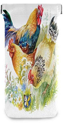 linomo Jahrgang Hähnchen Hahn Sonnenbrille Tasche Mikrofaser Leder Beutel, Aufbewahrungstasche für Brille und Mobiltelefon