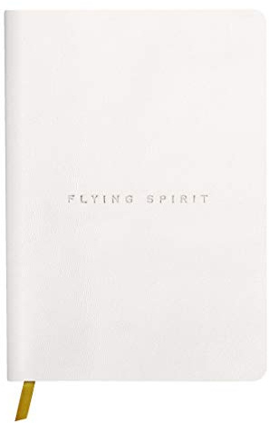 Clairefontaine 104943C Heft Flying Spirit, Cover aus Leder, 14,8 x 21cm, Fadenbindung, Lesezeichen, 90 Blatt, 90g, dot, 1 Stück, Weiß