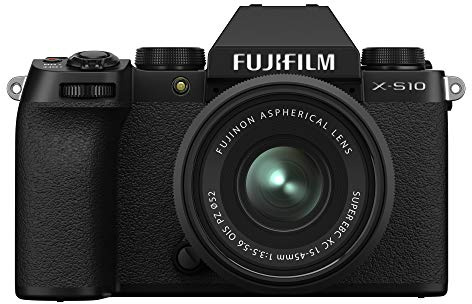 Fujifilm 16670106 X-S10 Mirrorless Digital Camera, Black, with XC15-45mmF3.5-5.6 PZ Optical Image Stabiliser Lens