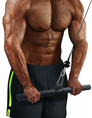Taeku LAT Pulldown Bar Attachment for Pulley Cable Machine, Tricep Press Down Bar with Rubber Grip, Home Gym LAT Bar for Strength Training & Muscle Building (15.7 Inch)