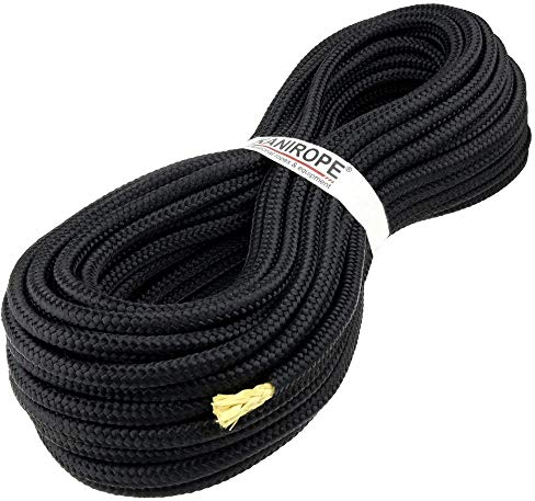 Kanirope® Polyesterseil mit Aramidkern Kevlarseil Seil PARABRAID 3mm 30m Schwarz geflochten