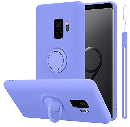Cadorabo Hülle kompatibel mit Samsung Galaxy S9 Schutzhülle TPU Silikon Case Liquid Design mit Ring Slim Kratzfest Liquidsilikon Microfaser mit Rundumschutz Case Hülle für Galaxy S9 in Lila