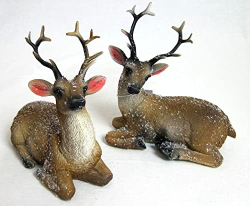 schenken und wohnen 1 Deko - Hirsch Winterzeit liegend Sortiert, ca. 12x11x5 cm (B/H/T)