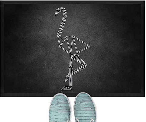JUNIWORDS Fußmatte, Origami Flamingo, 60 x 40 cm, mit Gummirand