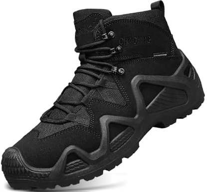 IYVW Bottines de Chasse pour Homme, Hautes à Lacets, de Combat, Militaires, randonnée,Les explorations dans la Jungle, adaptées sur Tous Types de Terrain