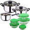 Lot de 5 batteries de cuisine avec couvercle vert