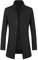 Allthemen Manteau Homme Hiver Long Trench Pardessus Parka Coat en Laine Chaud Veste Slim Fit Coupe Vent Col Montant Noir S
