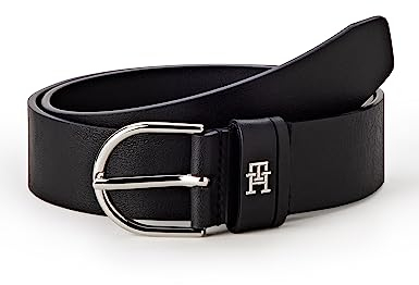 Tommy Hilfiger Damen Gürtel Timeless 3,5 cm Ledergürtel, Schwarz (Black), 90