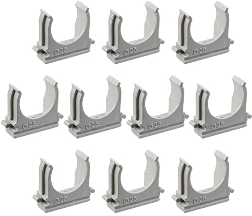 AERZETIX - C62179-10er-Satz einfache Rohrschellen Ø 25 mm - wandhalterung - für elektroklemmrohre/-schläuche - aus kunststoff - grau