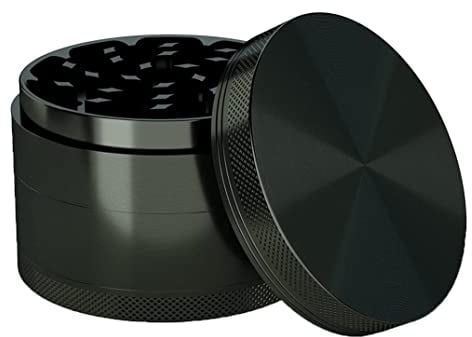 4 Layers Herb Grinders Portable Herbal Grinders Pollen Scraper with Pollen Catcher Mini Crusher Mill with Scraper and Cleaning Brush Zinc Alloy Grinder for Dry Herb - 50CM (Black)