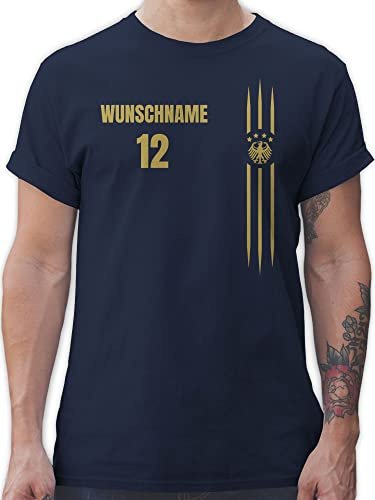 T-Shirt Herren - 2026 Fussball WM Fanartikel - Deutschland Name und Nummer - XL - Navy Blau - Deutschland- Trikot em Tshirt 2024 fußball Germany Shirt personalisierbar fußball-Fanartikel fußball.