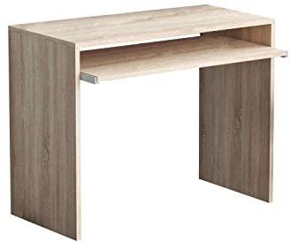 Scrivania di 90x45x74h cm forma 90x45x74h cm con tastiera estraibile per arredo casa postazione studio ufficio di colore Quercia chiaro mod. Perry