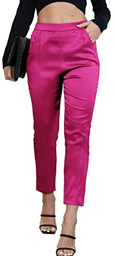 Robe en Satin Soyeux pour Femme - Taille Haute - Élastique - Pantalon élégant