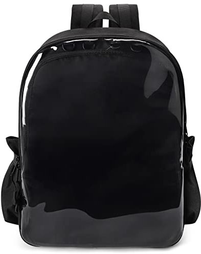 STEAMEDBUN Ita Bag Rucksack mit Einsatz Pin Display Rucksack für Schule Cosplay, Schwarz, Minimalistisch mit anpassbaren Elementen