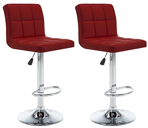 vidaXL 2X Barhocker Höhenverstellbar Barstuhl Tresenhocker Bistrohocker Thekenhocker Küchenhocker Thekenstuhl Tresenstuhl Weinrot Kunstleder