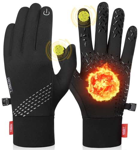 Benirap Fahrradhandschuhe Herren Damen Warme Winterhandschuhe Wasserabweisende Touchscreenhandschuhe Winddichte Laufhandschuhe rutschfeste Sporthandschuhe zum Laufen, Radfahren, Klettern -ST03,L