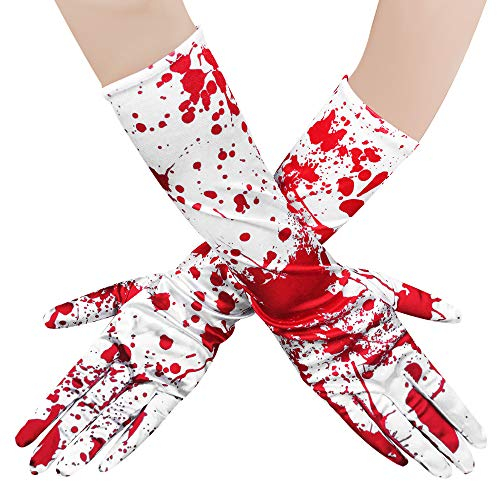 TINAYAUE Halloween Blut Handschuhe Weiche Blutflecken Handschuhe Terror Handschuhe Blutige Unheimlich Handschuhe Rollenspiel Kostüm Zubehör für Halloween Karneval Cosplay