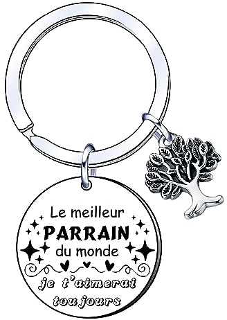 Aimini Cadeau Parrain Clés en métal personnalisées pour anniversaire et Noël