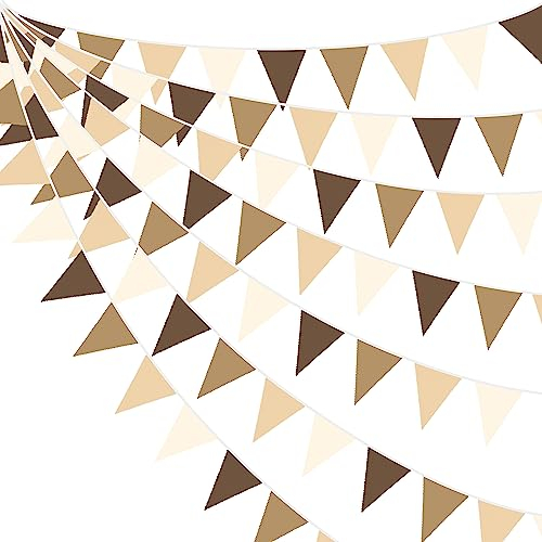32Fuß Braune Partydekorationen Braune Wimpel Banner Stoff Dreieckige Flagge Wimpelkette Girlande Luftschlangen für Wald Teddybär Babyparty Dschungel Safari Geburtstag Zuhause Outdoor Garten Dekoration