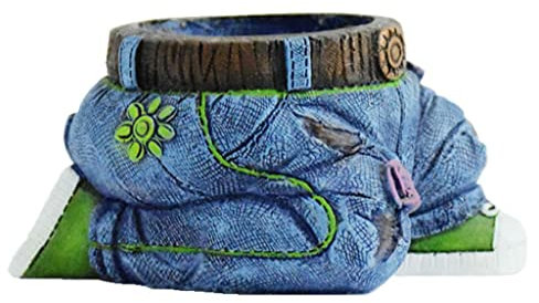 Leisurealeaneag Pflanze Harz Topf Jeans Styling Blumentopf Garten Ornament kniend Denim Jeans
