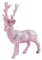 Generisch Hirsch klein 14 cm hoch Deko Figur Weihnachtsdeko geglittert rosa aus Kunststoff