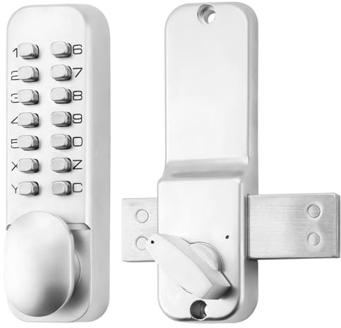 ANNFUZ Mechanical Keyless Entry Door Lock with Handle,Front Door Lock Set with Push Button & Keys,Combination Code Door Lever Locks with Keypad,Gate Lock for Outdoor,Fence,Warehouse,No Electronic
