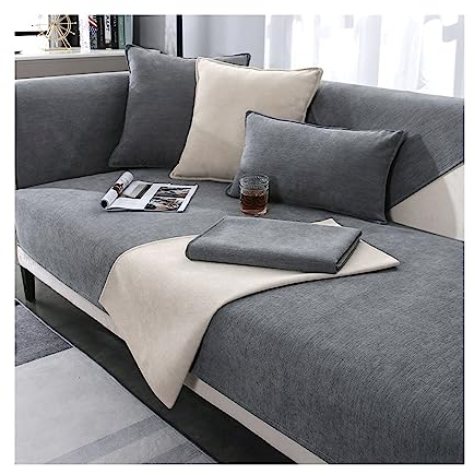 Awoyep Chenille Sofabezug, Sofabezug Ecksofa L Form, Couch Überzug U Form, Rutschfester Sofa Überzug 1/2/3/4 Sitzer, Sofaschoner, Chenille Couchbezug (Color : B, Size : 110 x 240 cm)