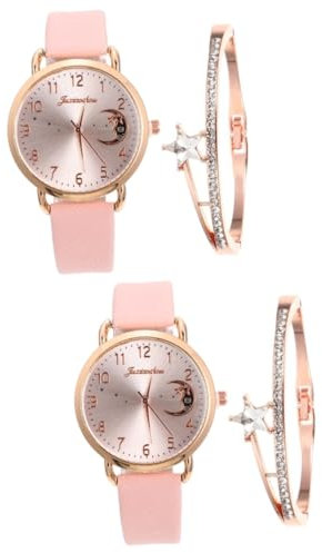 ABOOFAN Conjunto De 2 Elegantes Relojes De Pulsera para Mujer con Diseño De Estrella Estilo Atemporal para Uso Diario.